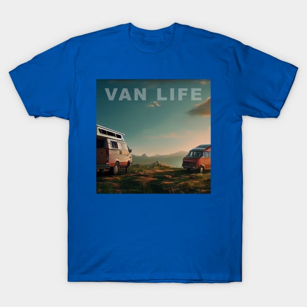 Van Life Camper RV Outdoors in Nature T-Shirt by Grassroots Green